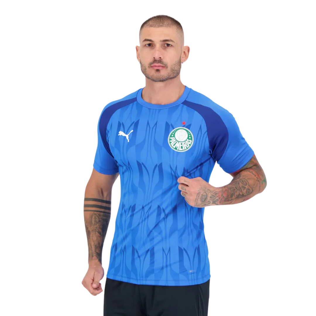 Camisa Puma Palmeiras Pré Jogo 2024 Azul